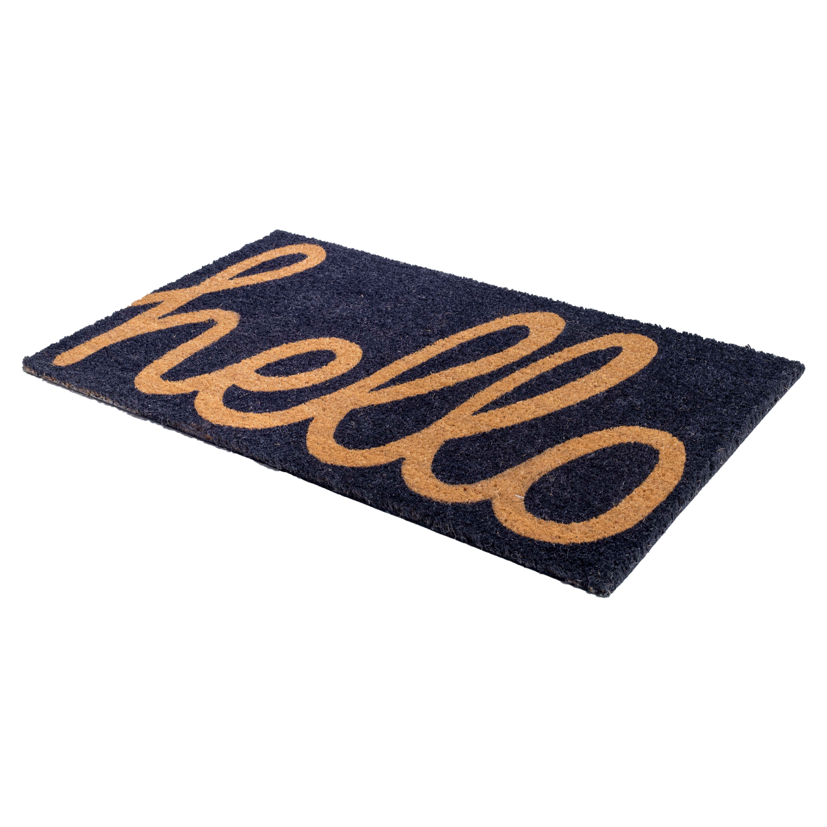 Cursive Hello Doormat Handwoven, Durable - Dark Blue, photo 9 of 21
