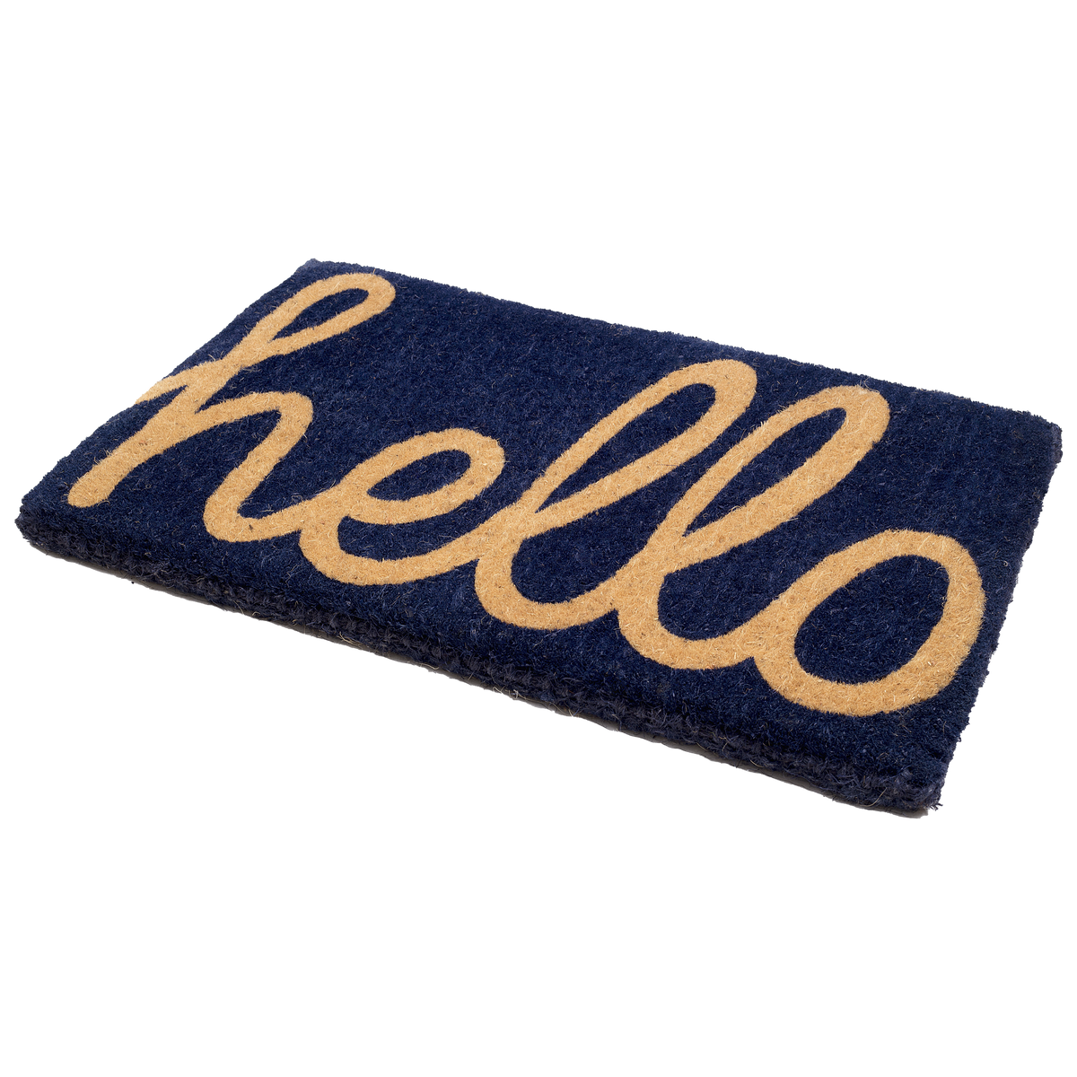 Cursive Hello Doormat Handwoven, Durable - Dark Blue, photo 12 of 21