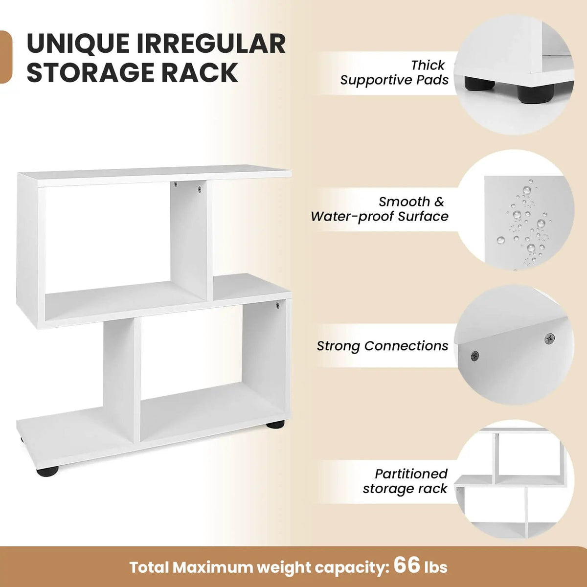 24 Inch 3-Tier Geometric Bookshelf with Thick Foot Pads, photo 15 of 24