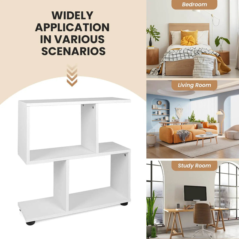 24 Inch 3-Tier Geometric Bookshelf with Thick Foot Pads by DirectDeals