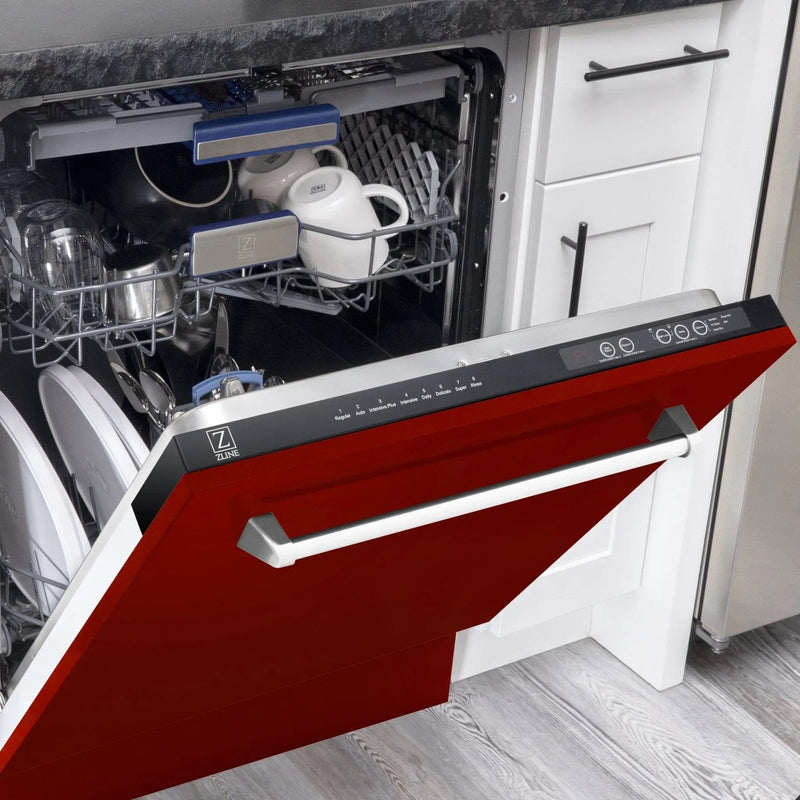 24" Dishwasher with Red Gloss panel, Stainless Tub, DWV-RG-24 by Farmhouse Kitchen and Bath