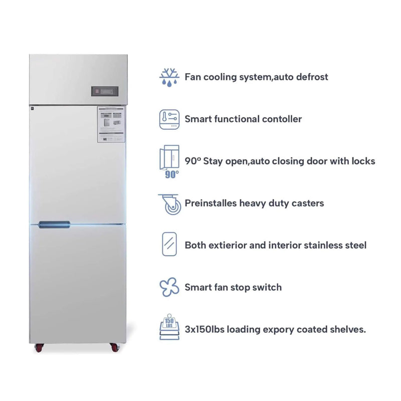 24-Inch Commercial 15 Cu.Ft Stainless Steel Reach-In Refrigerator With Two Split Doors (SAK67230) by SAKSBY WHOLESALE