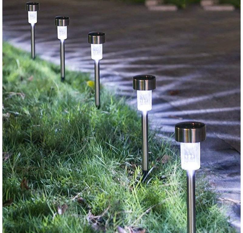 24 Pack Outdoor Stainless Steel Solar Power Lawn Garden Landscape Path LED Light by Outdoor Solar Outlet