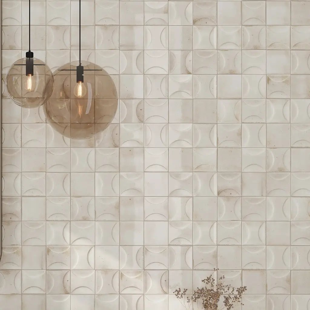 White 4x4 Glossy Ceramic Square Deco Tile (60 pack, 6.68 sq ft/case) by Apollo Tile