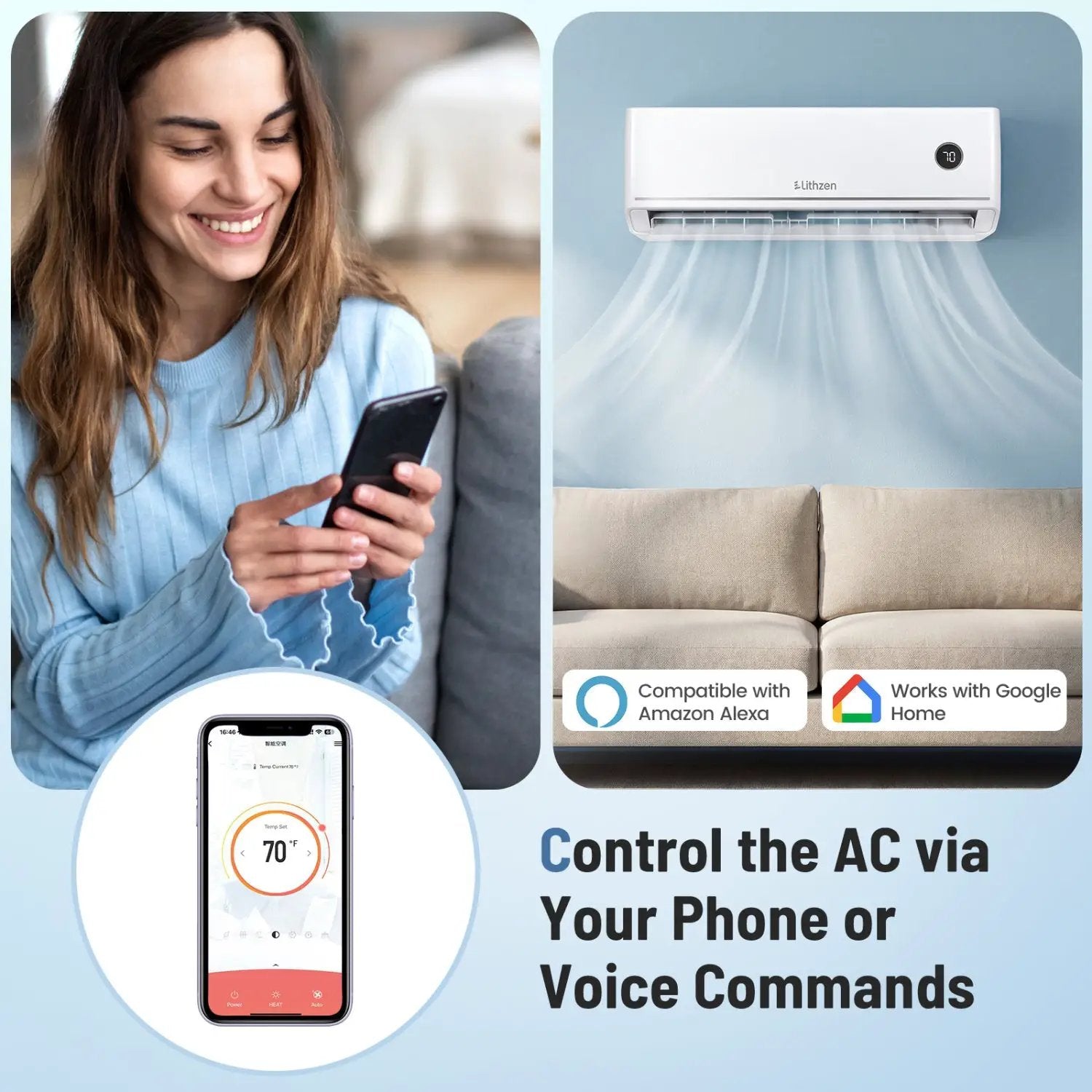 24000 BTU 18.1 SEER2 208/230V Mini Split Air Conditioner Works with Alexa by DirectDeals