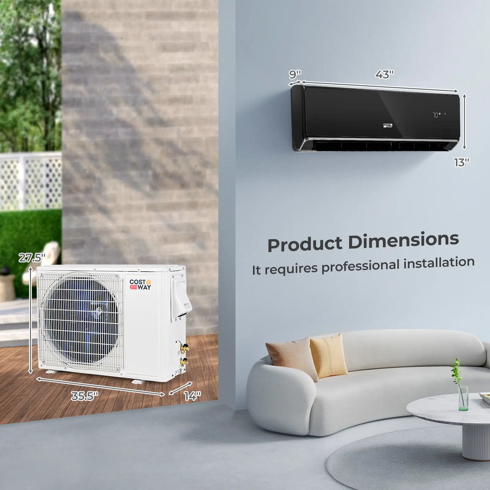 Energy Star Certified 24000 BTU 21 SEER2 208-230V Mini Split Air Conditioner and Heater Black Wifi Enabled by DirectDeals