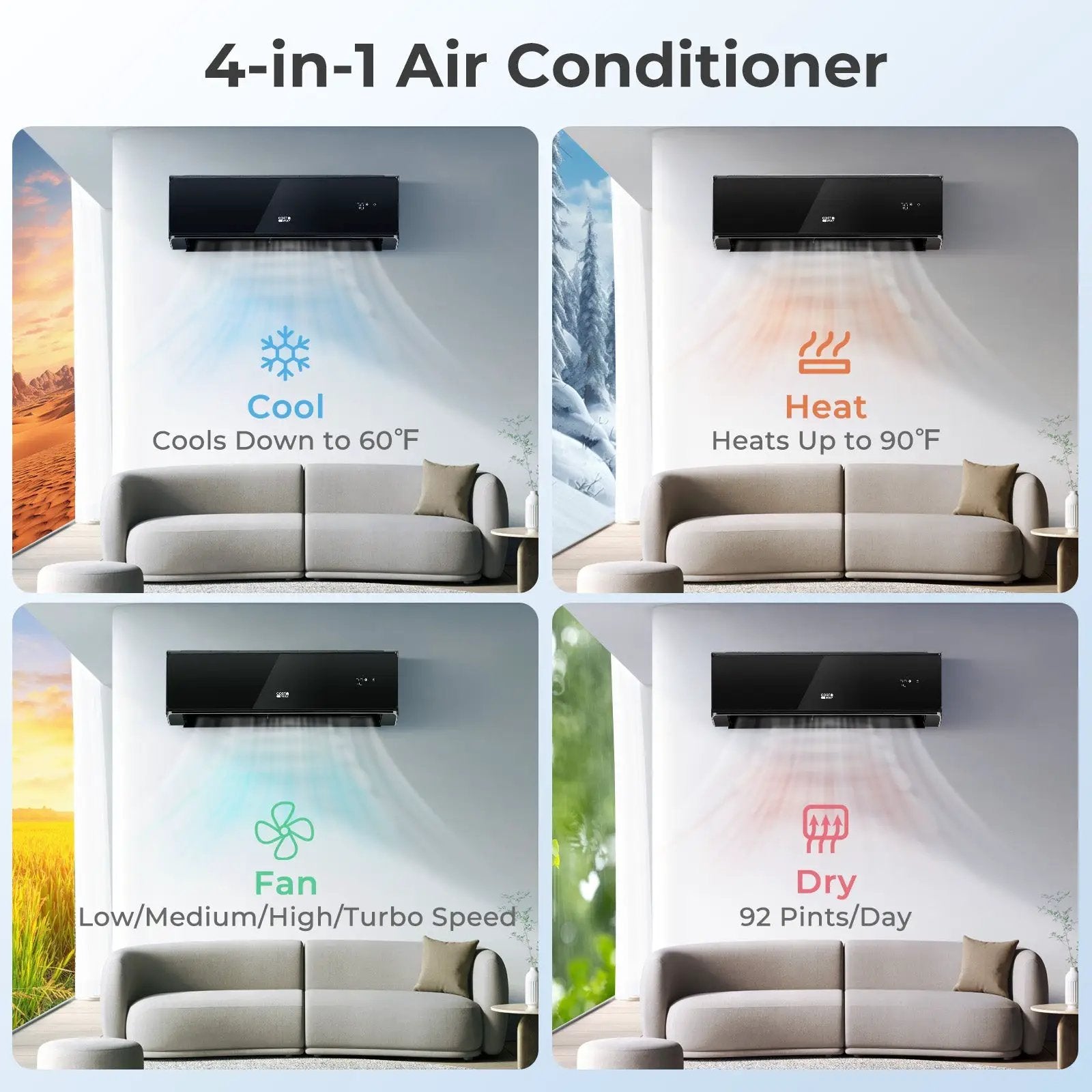 Energy Star Certified 24000 BTU 21 SEER2 208-230V Mini Split Air Conditioner and Heater Black Wifi Enabled by DirectDeals