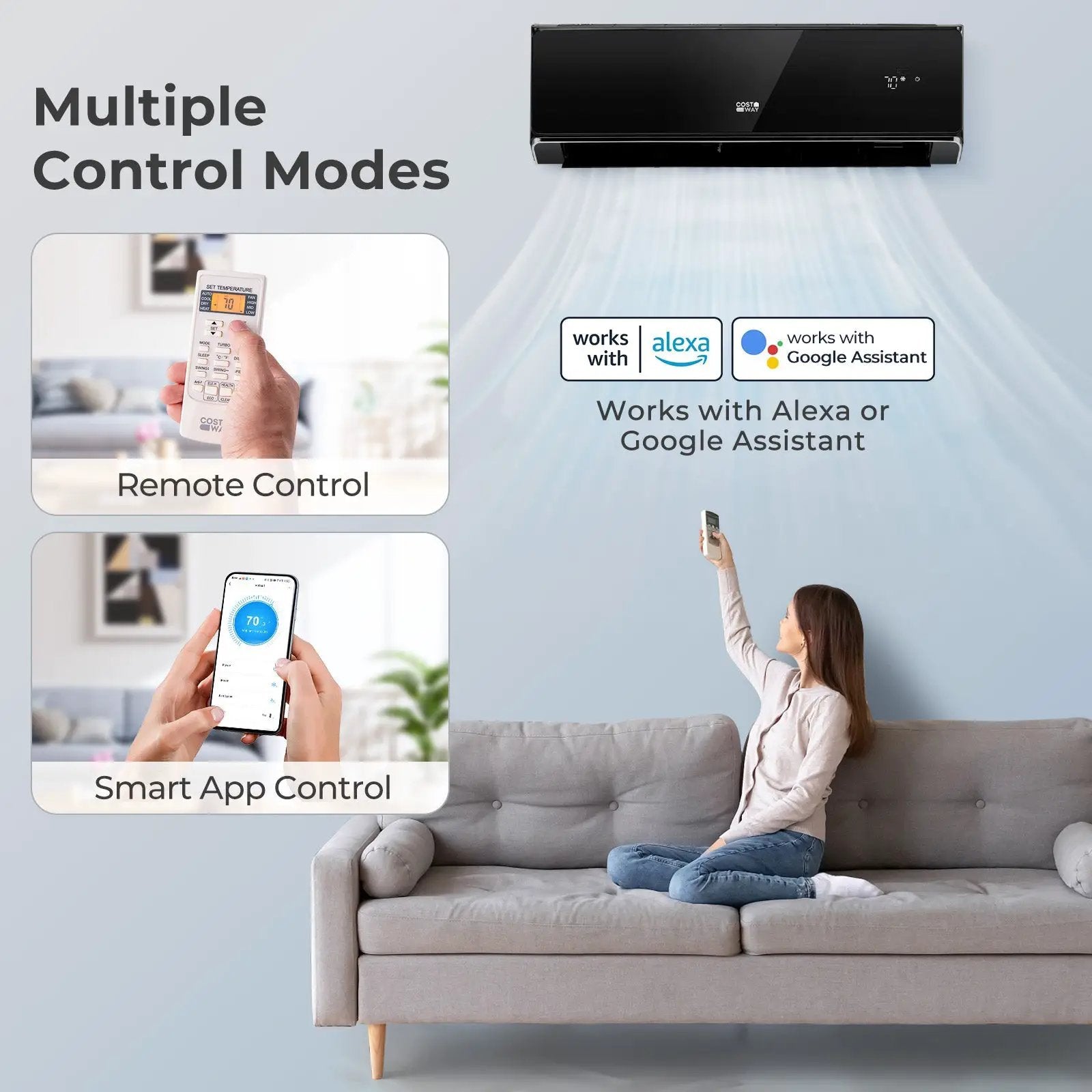 Energy Star Certified 24000 BTU 21 SEER2 208-230V Mini Split Air Conditioner and Heater Black Wifi Enabled by DirectDeals