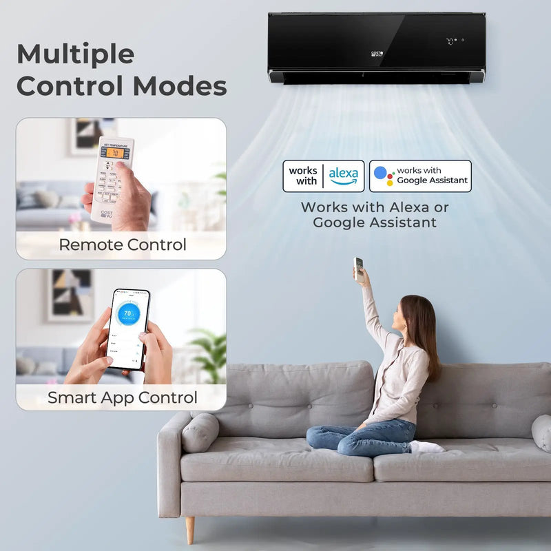 Energy Star Certified 24000 BTU 21 SEER2 208-230V Mini Split Air Conditioner and Heater Black Wifi Enabled by DirectDeals