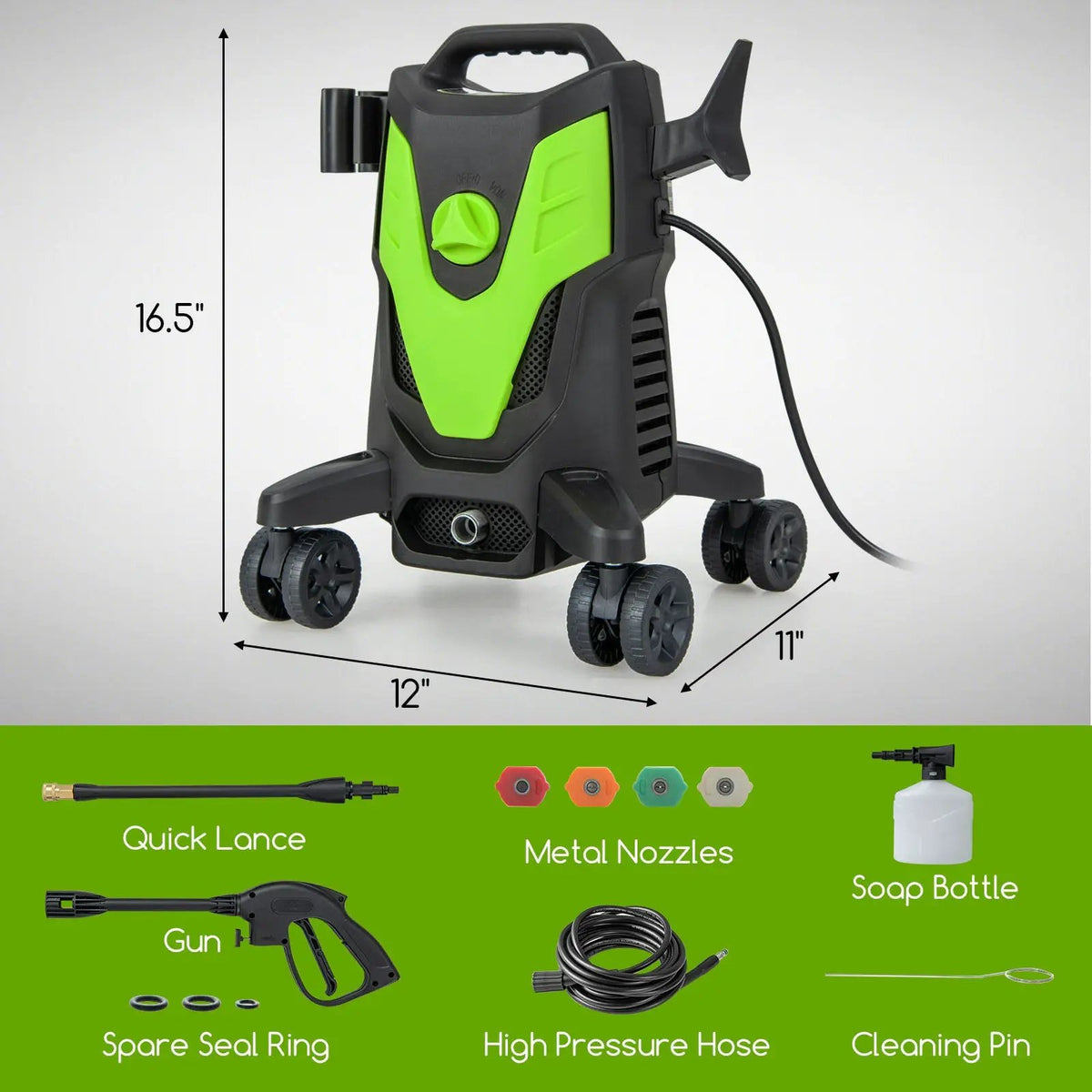 2400 PSI Electric Pressure Washer with 4 Universal Wheels, photo 3 of 9