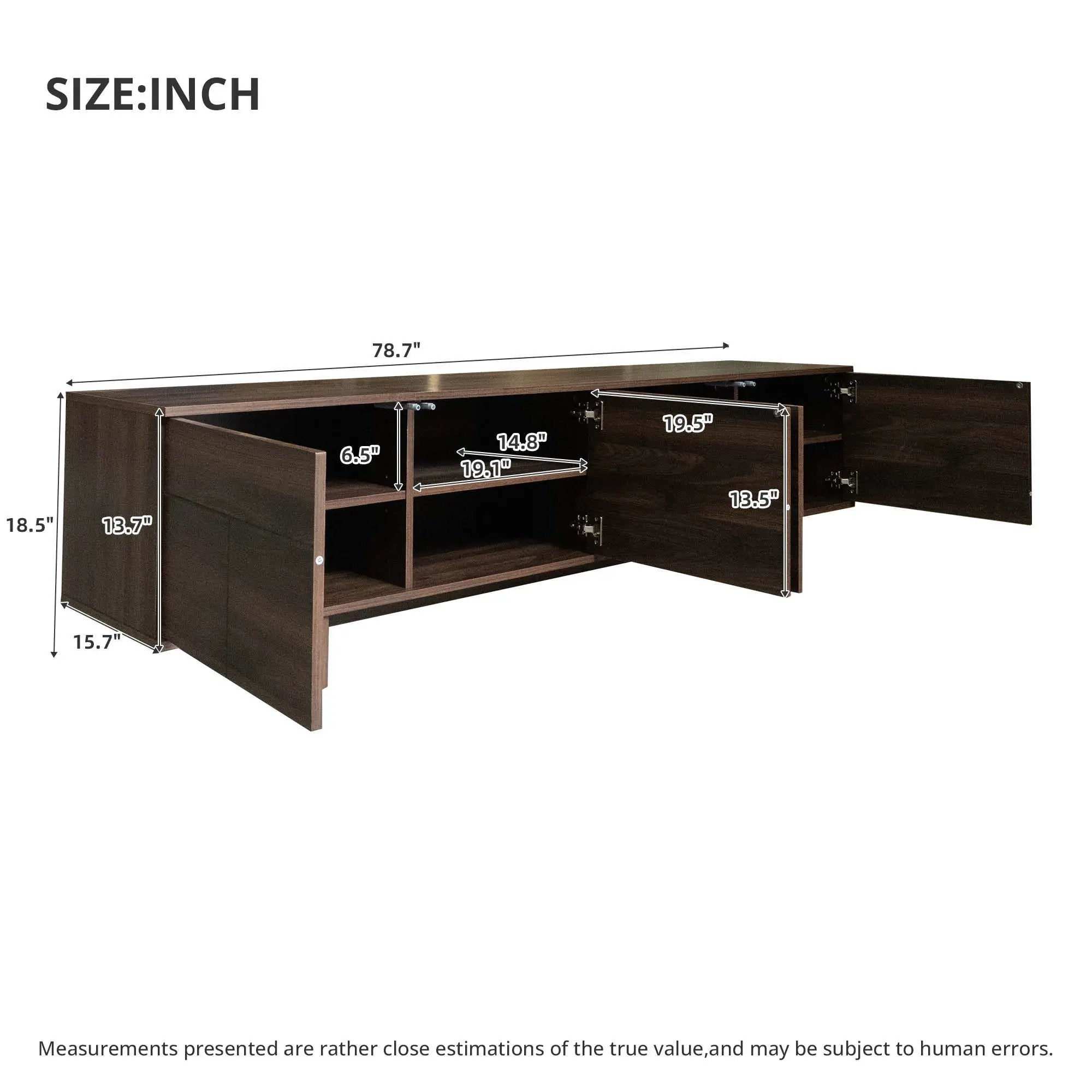 TV Stand For TVs Up To 85", Entertainment Center, Cable Management, Push Openers, Soft Closing Hinges & Adjustable Shelves - Dark Brown by Unique Piece Furniture