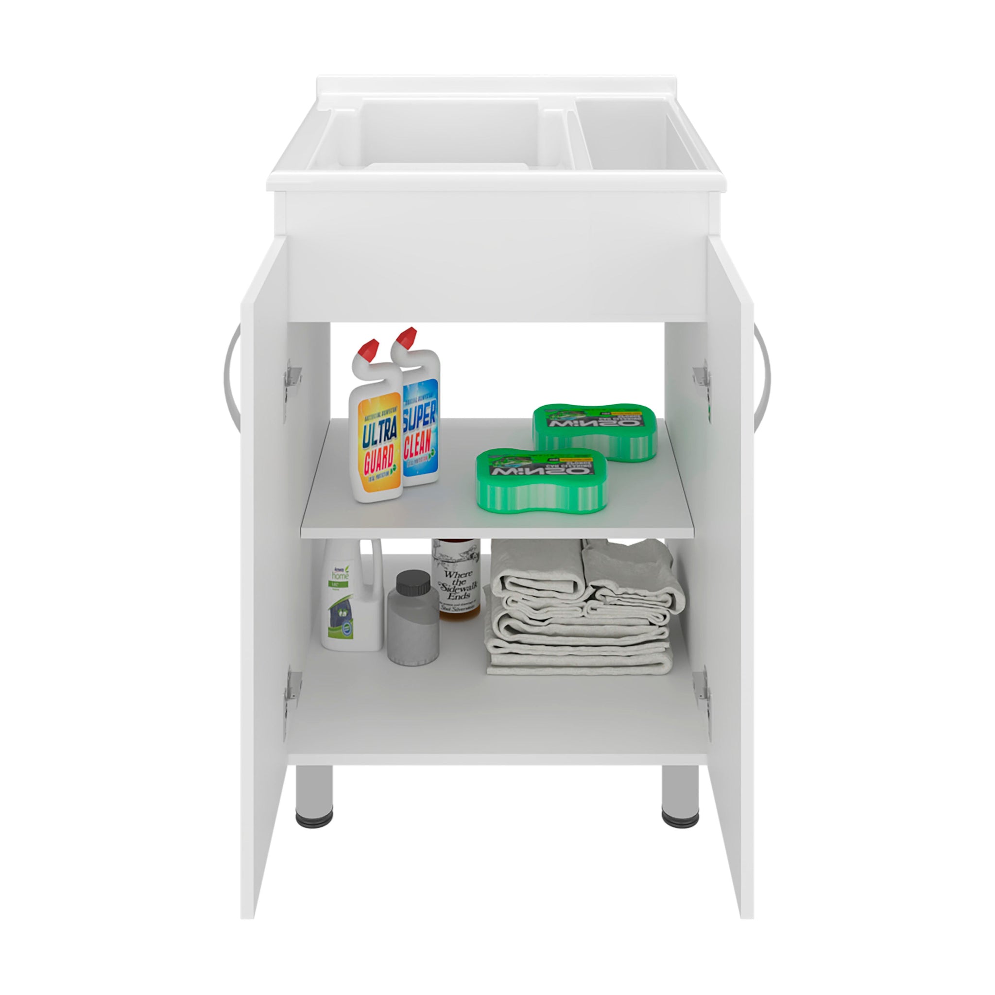 Demolotion Utility Sink Cabinet with Dual Compartments and Storage by HouseOfZazla