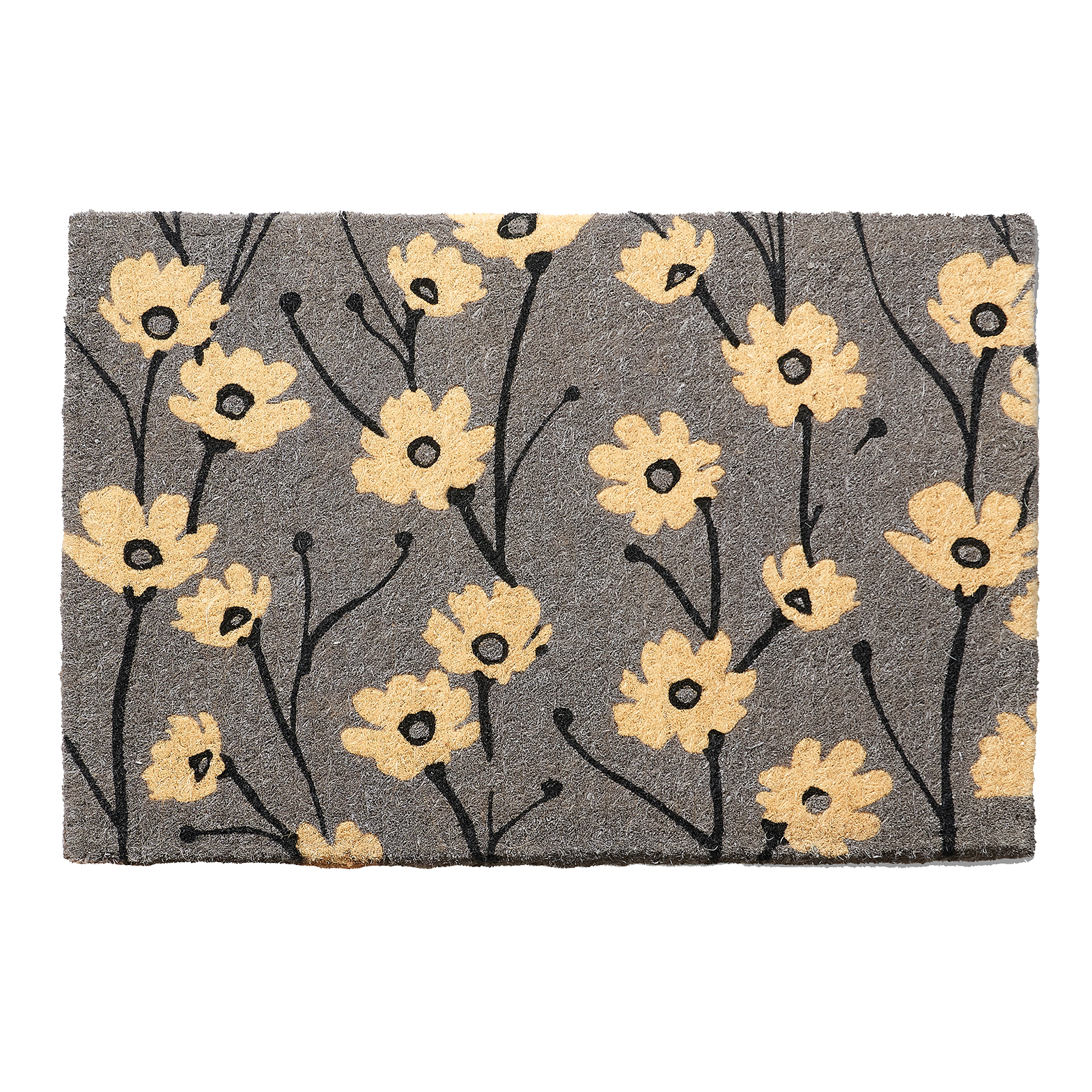 Wild Flowers - Gray Coir Doormat by Fab Habitat