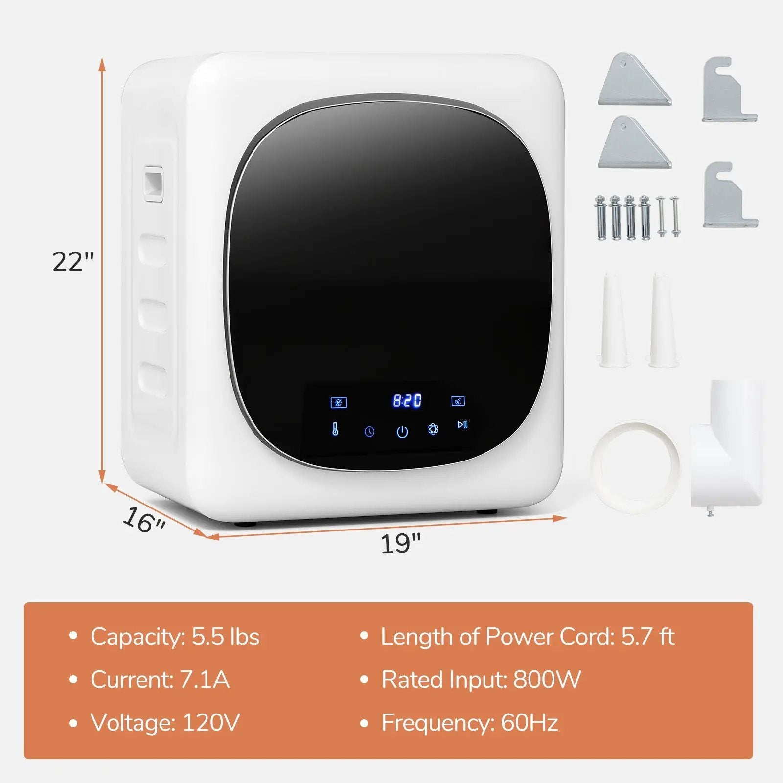 Portable Clothes Dryer Compact Drying Machine 800W Electric Laundry Dryer by DirectDeals