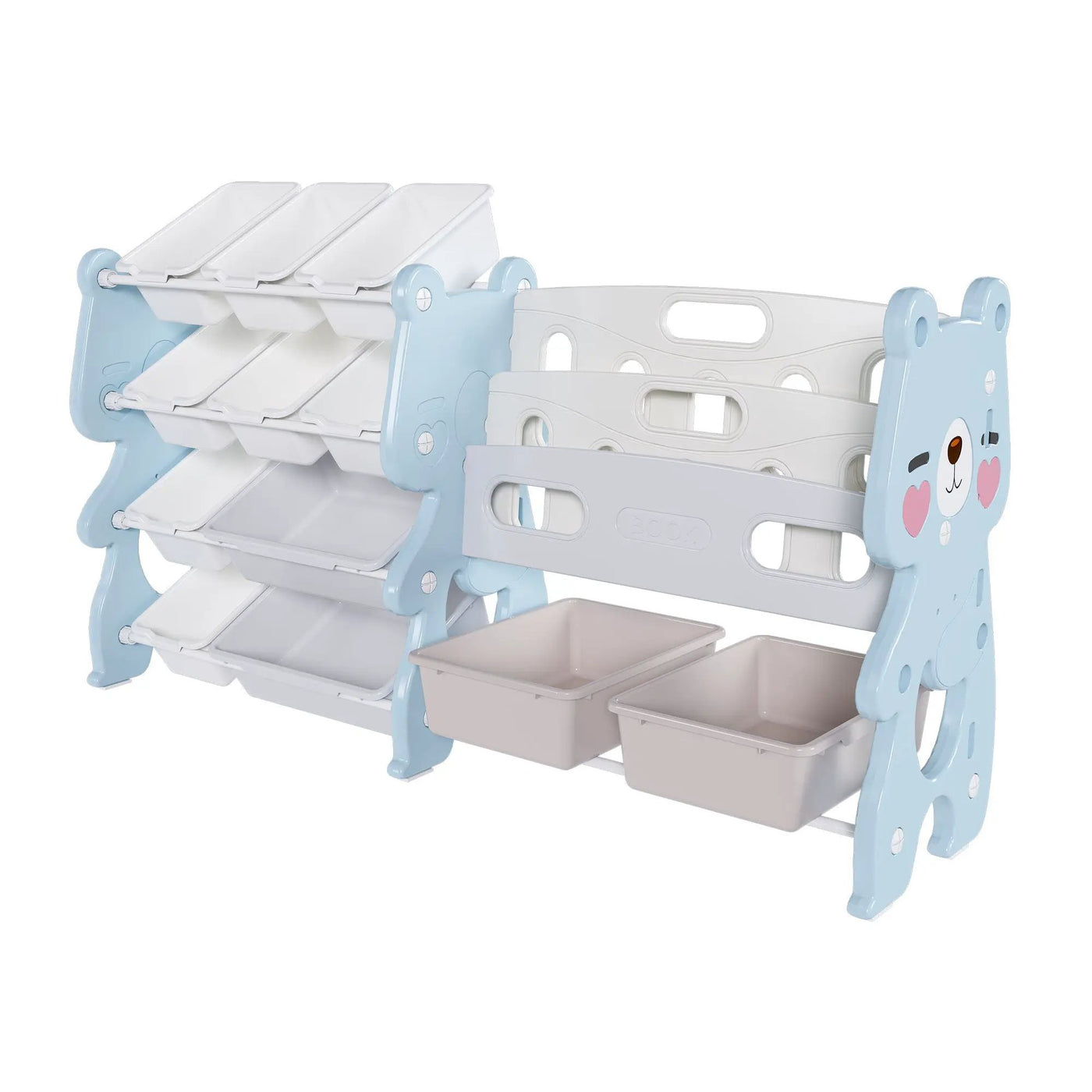 Kids Toy Storage Organizer With 2 Tier Bookshelf, Toy Storage With 12 Bins by Unique Piece Furniture