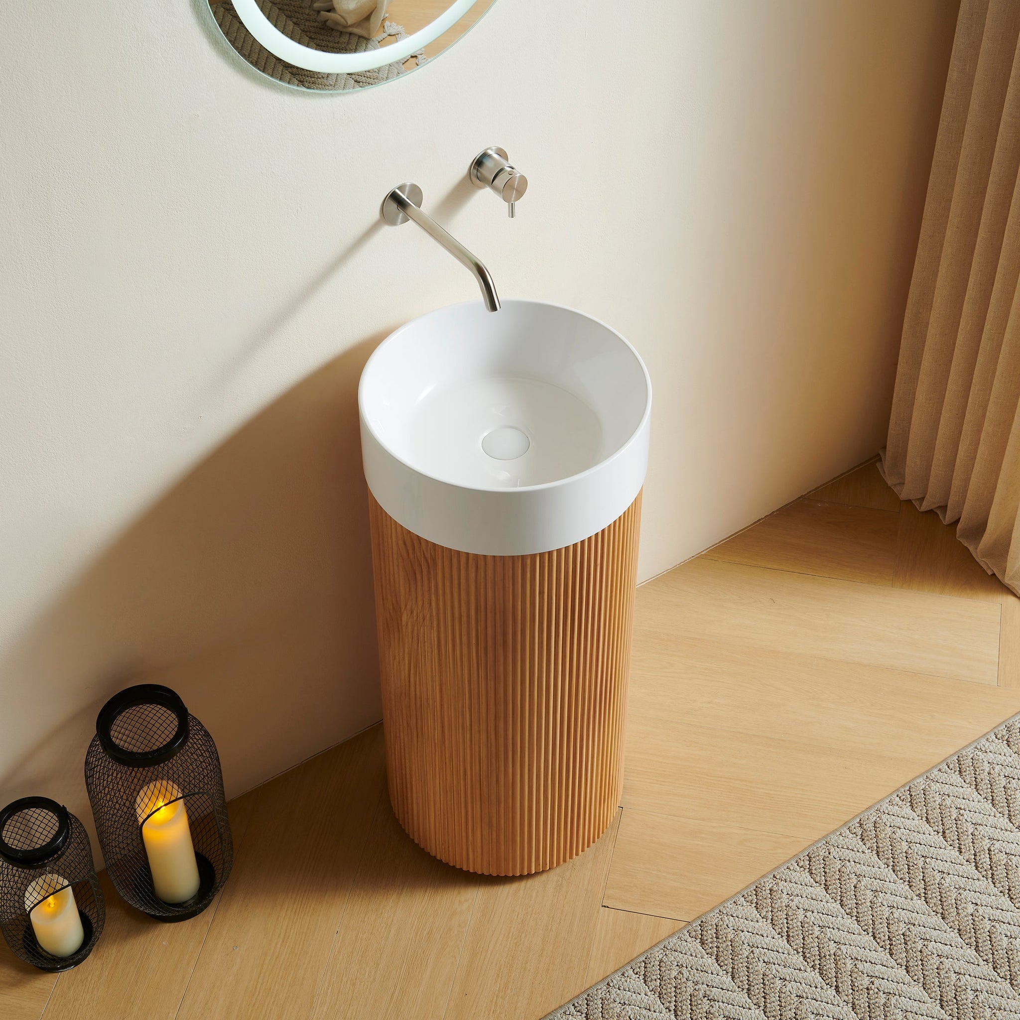 JINBO 16" Freestanding Cylindrical Bathroom Vanity Cabinet by HouseOfZazla