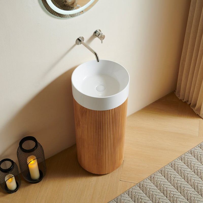 JINBO 16" Freestanding Cylindrical Bathroom Vanity Cabinet by HouseOfZazla