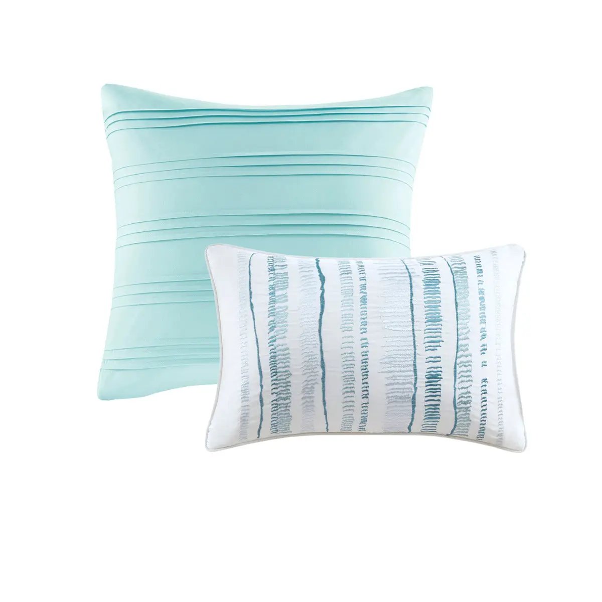 8 Piece Printed Seersucker Comforter and Quilt Set Collection Aqua Full/Queen by HouseOfZazla