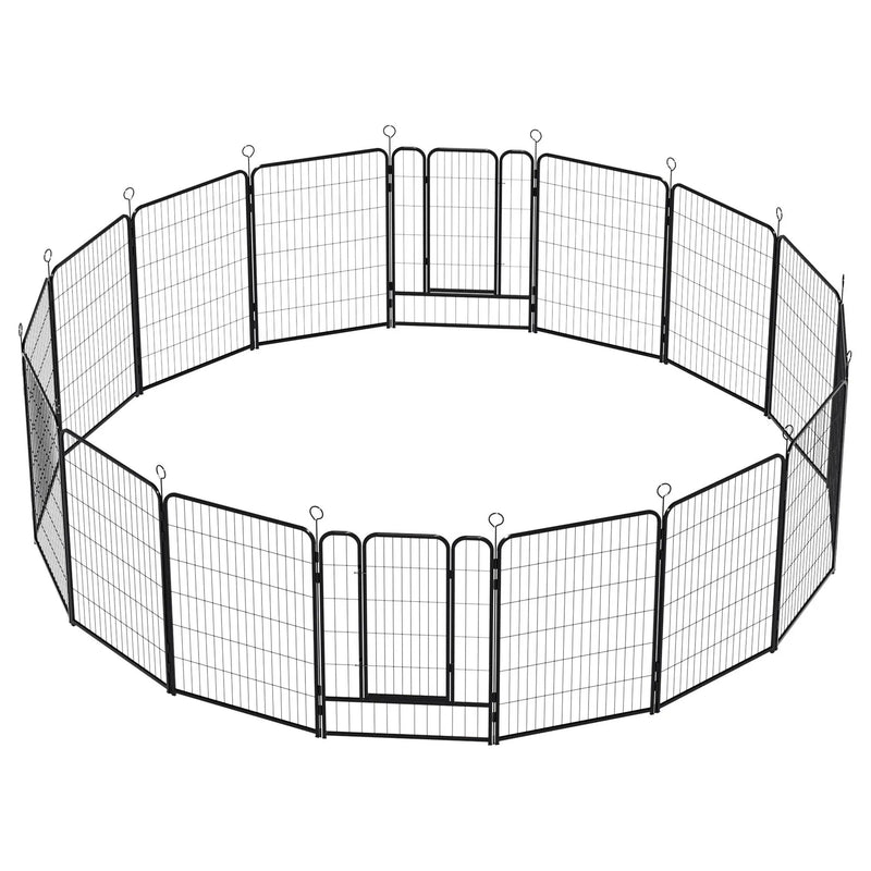 Dog Playpen, 16 Panels Pet Exercise Pen Indoor / Outdoor Fence With Anti Skid Base - Black by HouseOfZazla