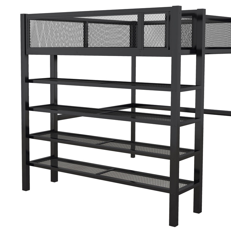 Loft Bed With 4 Tier Shelves And Storage by HouseOfZazla