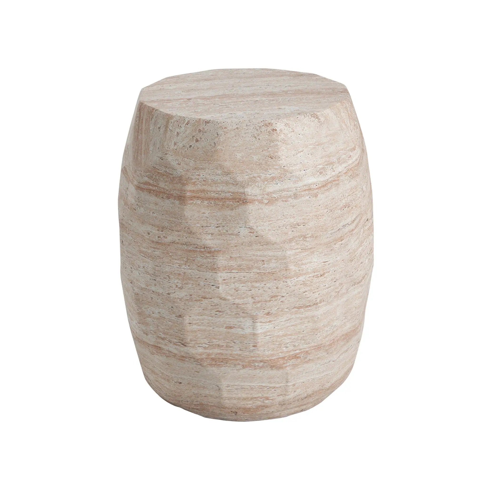 Travertine Lightweight Concrete Side Table For Indoor / Outdoor Use - Beige by HouseOfZazla