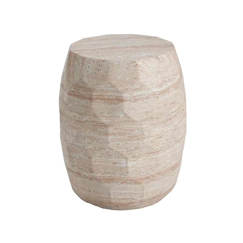 Travertine Lightweight Concrete Side Table For Indoor / Outdoor Use - Beige by HouseOfZazla