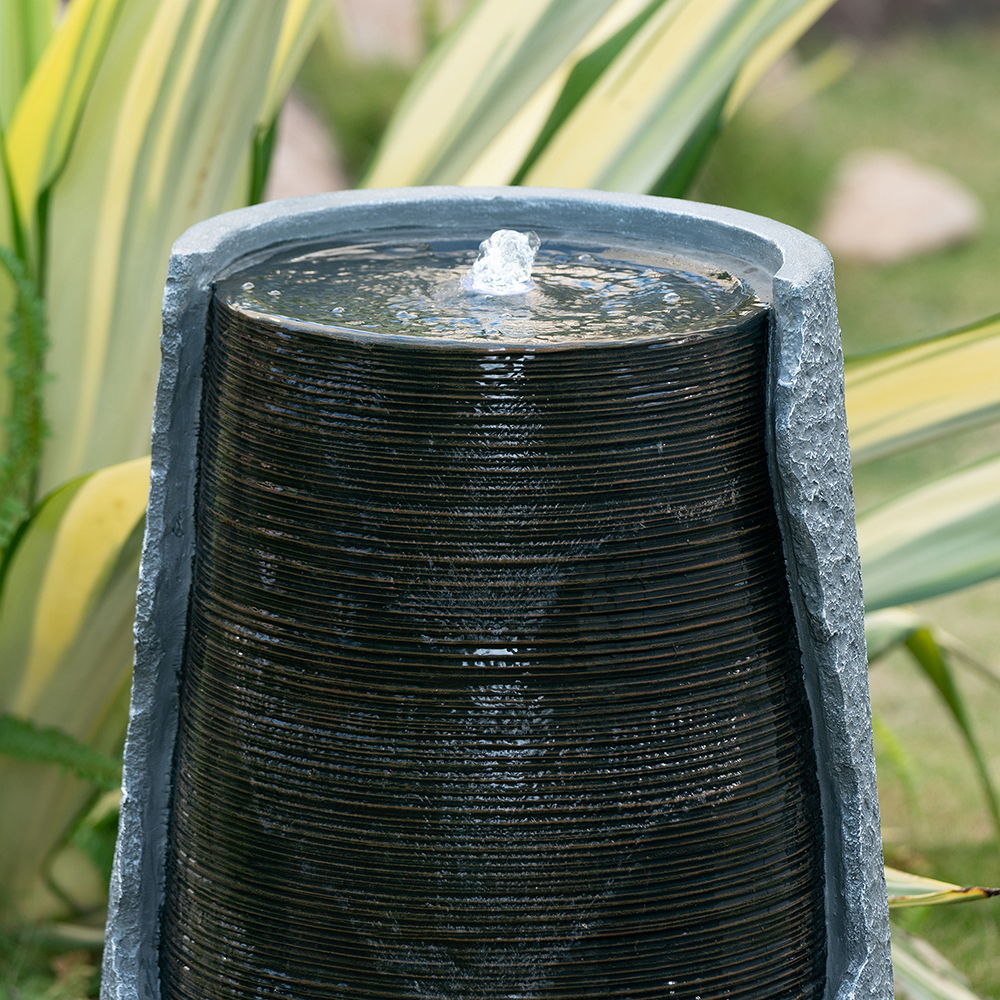 Broken Urn Water Fountain with Integrated Light - Dark Gray, photo 10 of 12