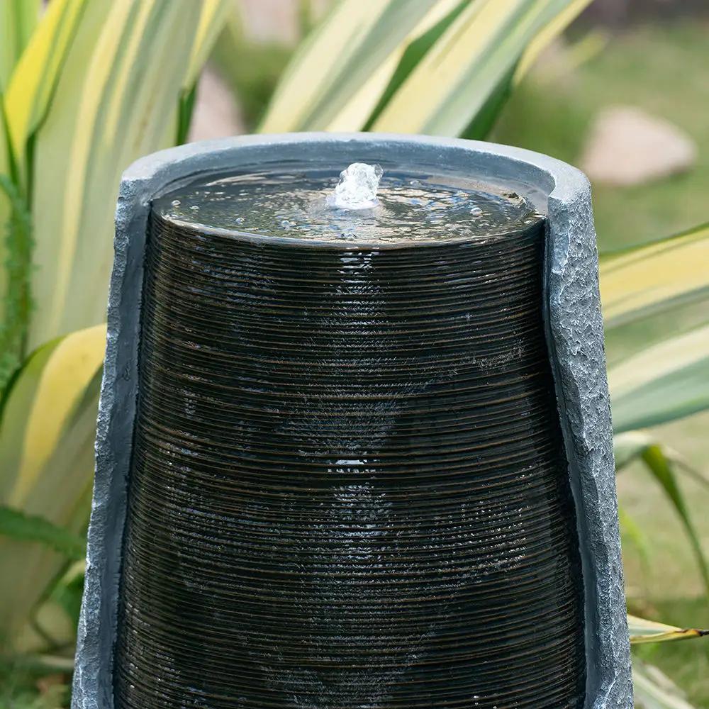 Indoor Outdoor Water Fountain, Unique Broken Urn Fountain Chic Dynamic Modern Design With Light For Garden by Unique Piece Furniture