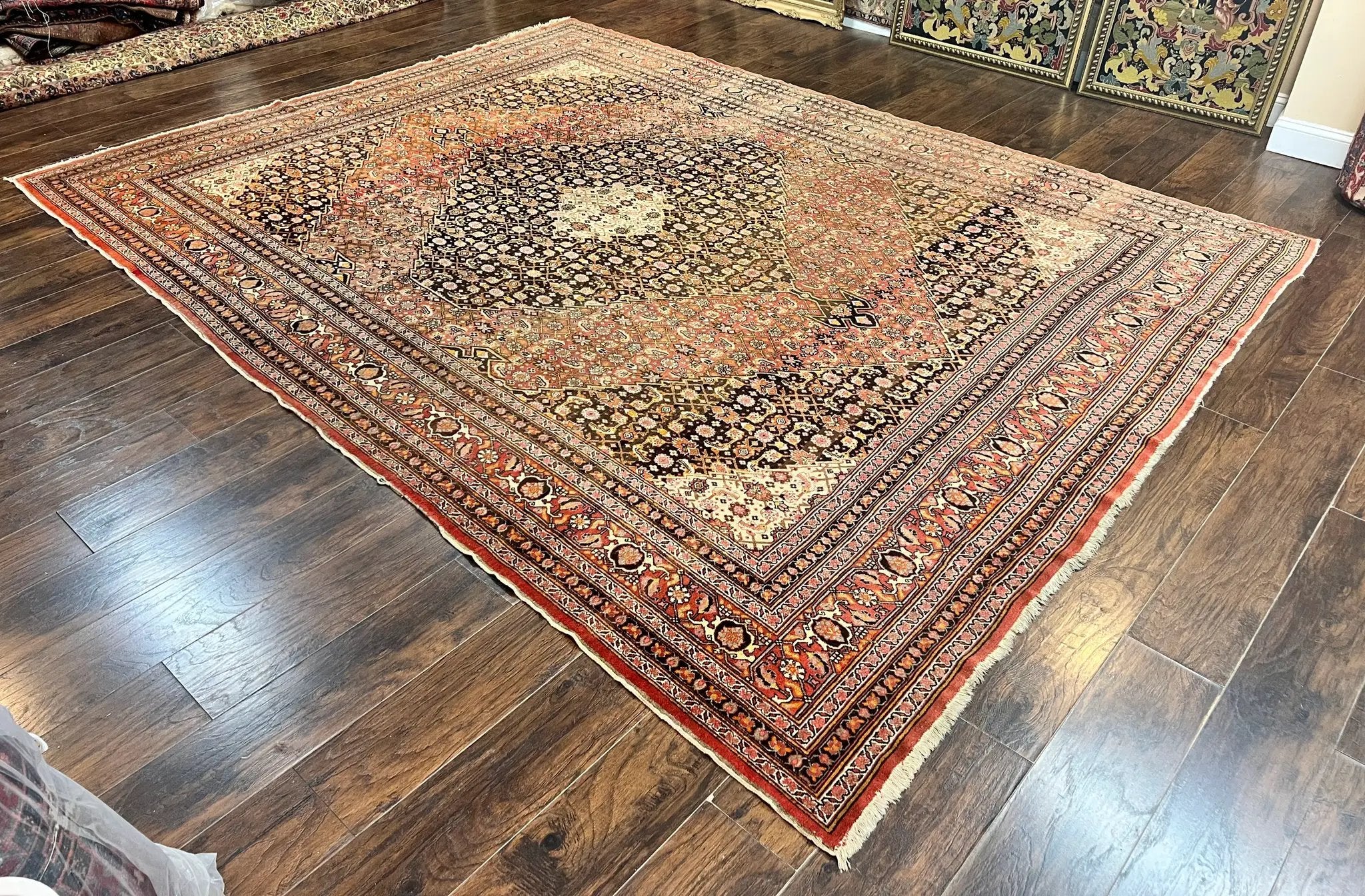 Rare Antique Persian Tabriz Rug 9x12, Red, Handmade, Wool by Jewel Rugs