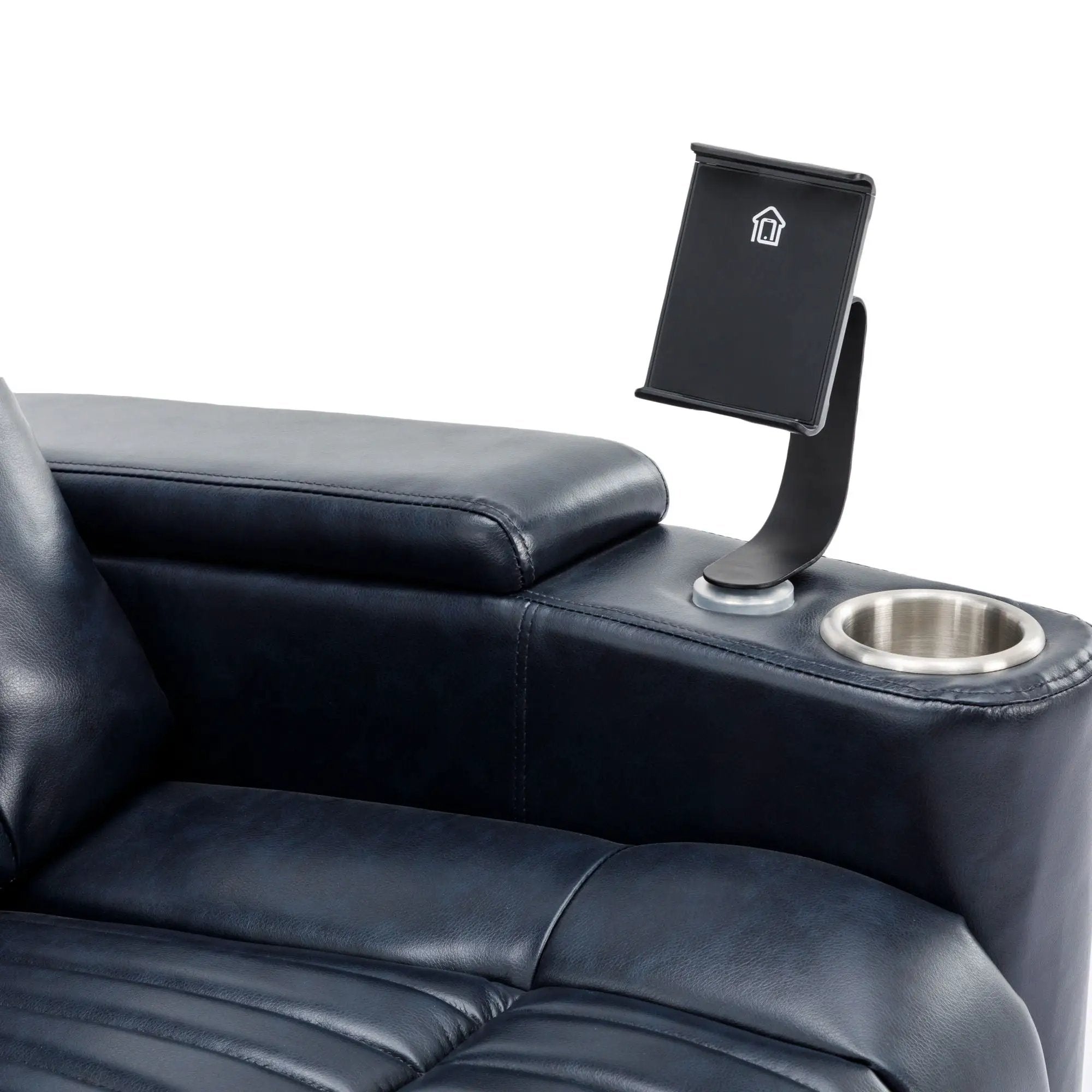 270° Power Swivel Recliner Home Theater Chair With Hidden Arm Storage, LED Light, Cup Holder, And Tray Table by HouseOfZazla