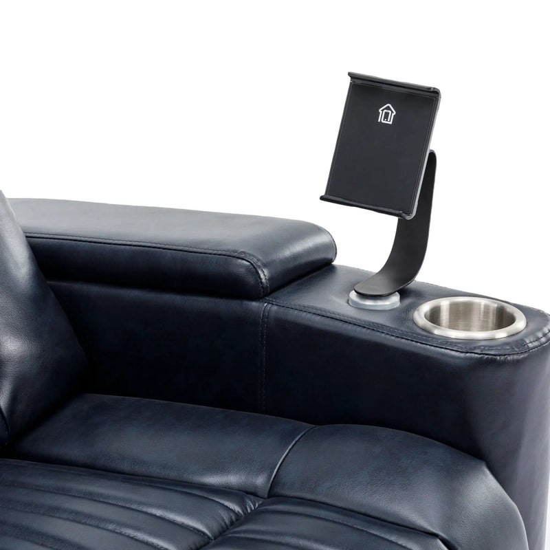 270° Power Swivel Recliner Home Theater Chair With Hidden Arm Storage, LED Light, Cup Holder, And Tray Table by HouseOfZazla