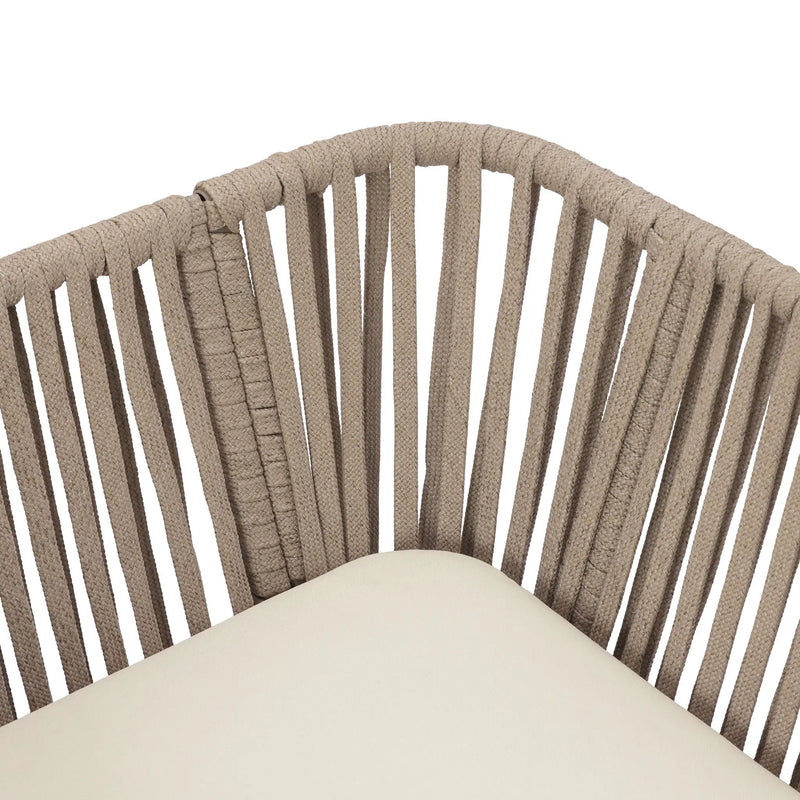 Acacia Wood Outdoor Corner Chair with Rope Back & Weather-Resistant Cushion by HouseOfZazla