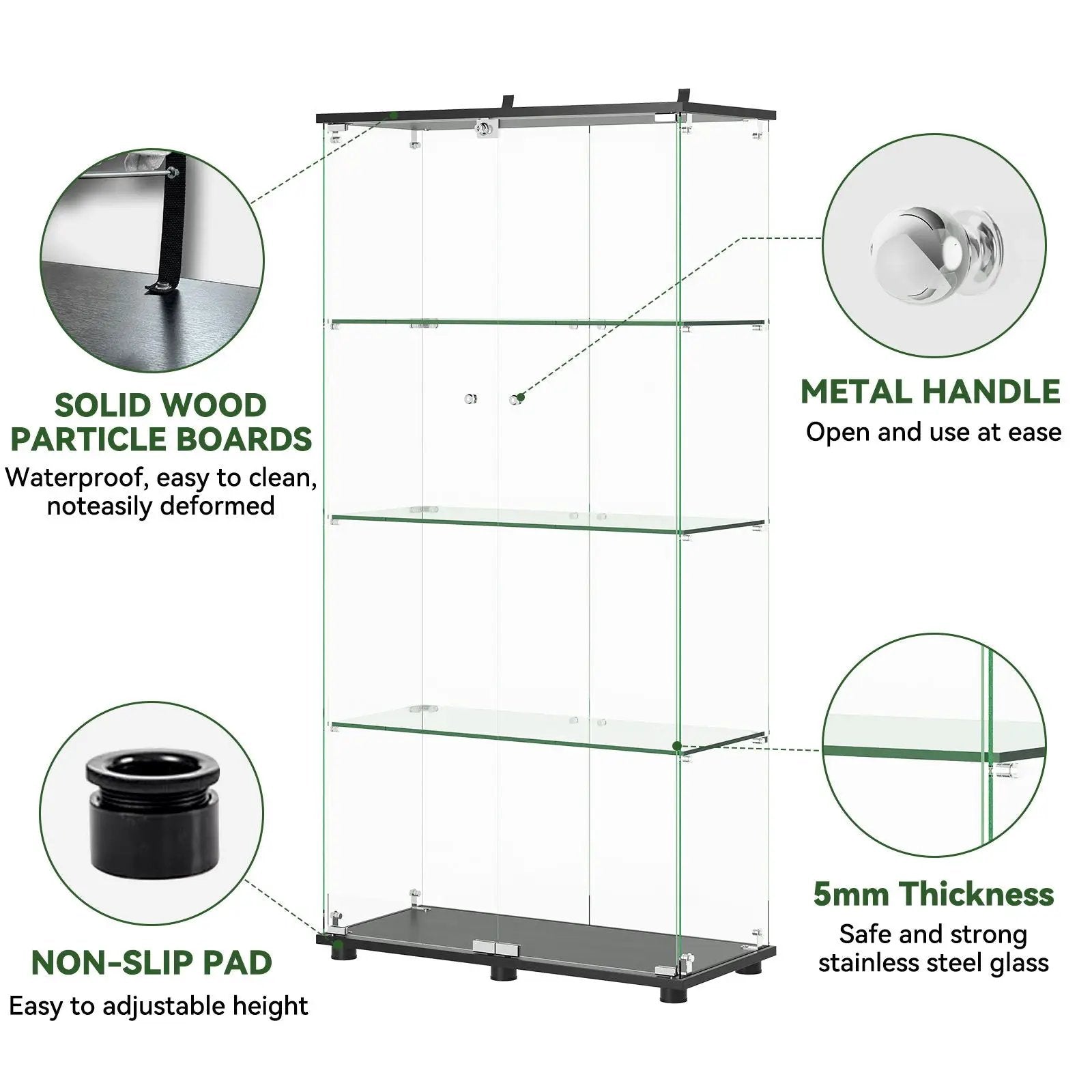 Display Cabinet With Shelf Double Doors And Lock by Unique Piece Furniture