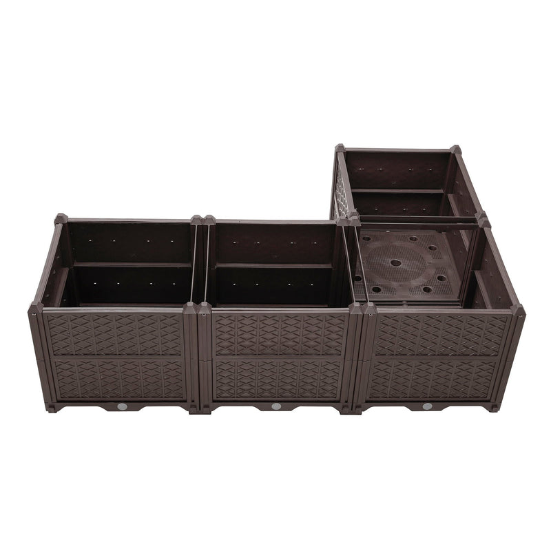 Indoor / Outdoor Rectangular Plastic Planting Box Kit For Vegetables, Herbs, Flowers & Succulents, Coffee, Polypropylene, 62.80" - Coffee by HouseOfZazla