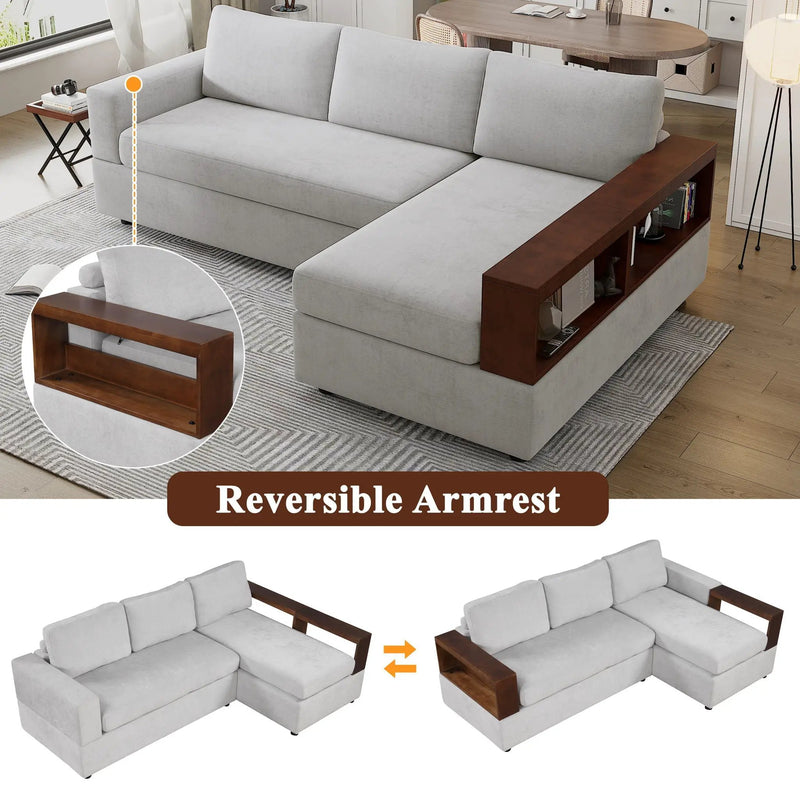 Sectional Sofa Upholstered Sofa Couch With Reversible Armrests For Living Room by HouseOfZazla