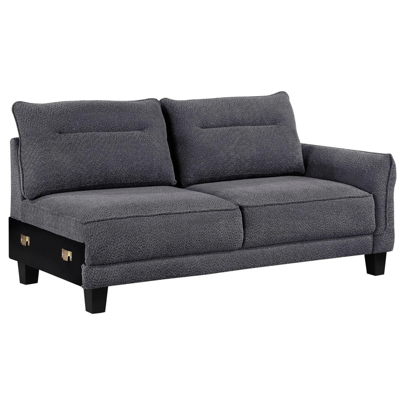 Caspian Upholstered Curved Arm Chaise Sectional Sofa Grey by Unique Piece Furniture