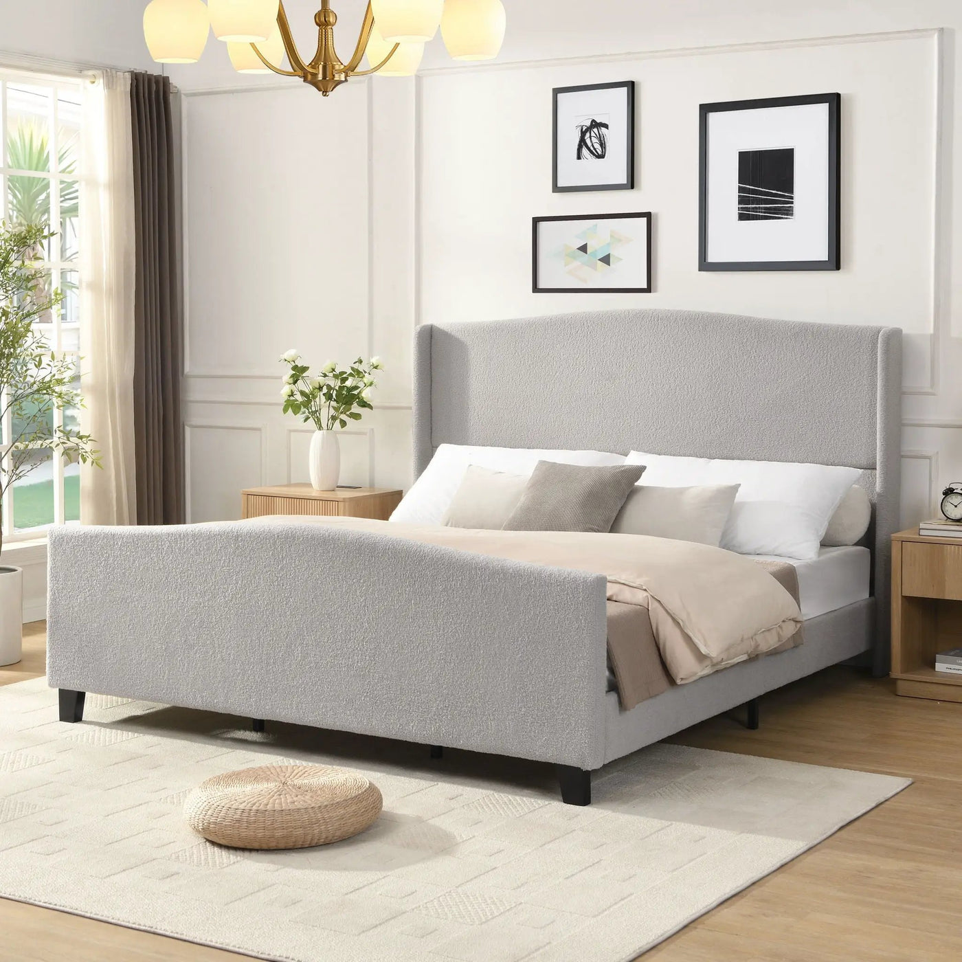 Platform Bed Frame With Tall Headboard And High Footboard by HouseOfZazla