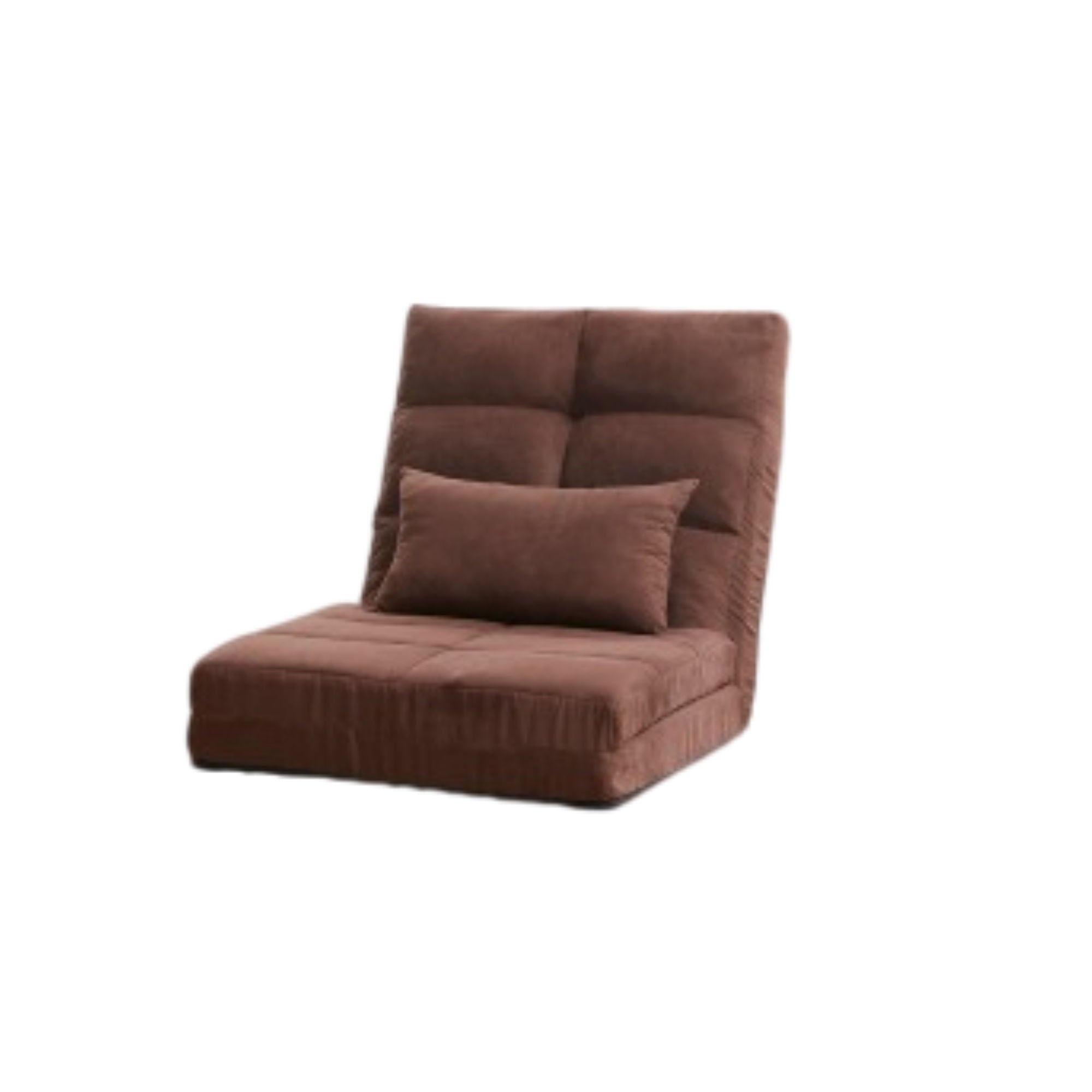 Modern Triple Fold Down Metal Frame Sofa Bed With 5 Reclining Positions And Pillow - Adjustable Upholstered Floor Couch For Gaming Or Guest Room - Brown by Unique Piece Furniture