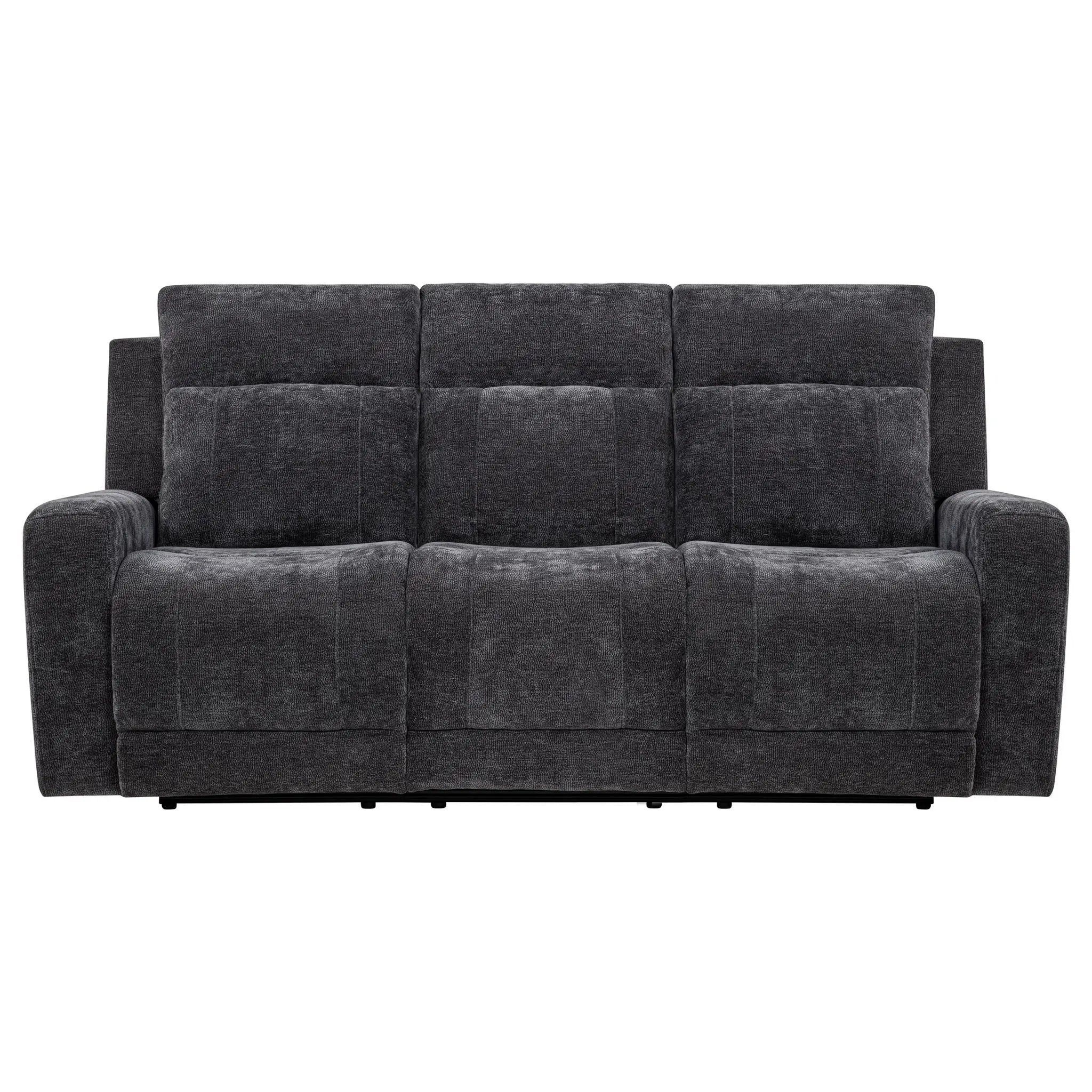 Kennett Chenille Upholstered Power Reclining Sofa Dark Grey by Unique Piece Furniture