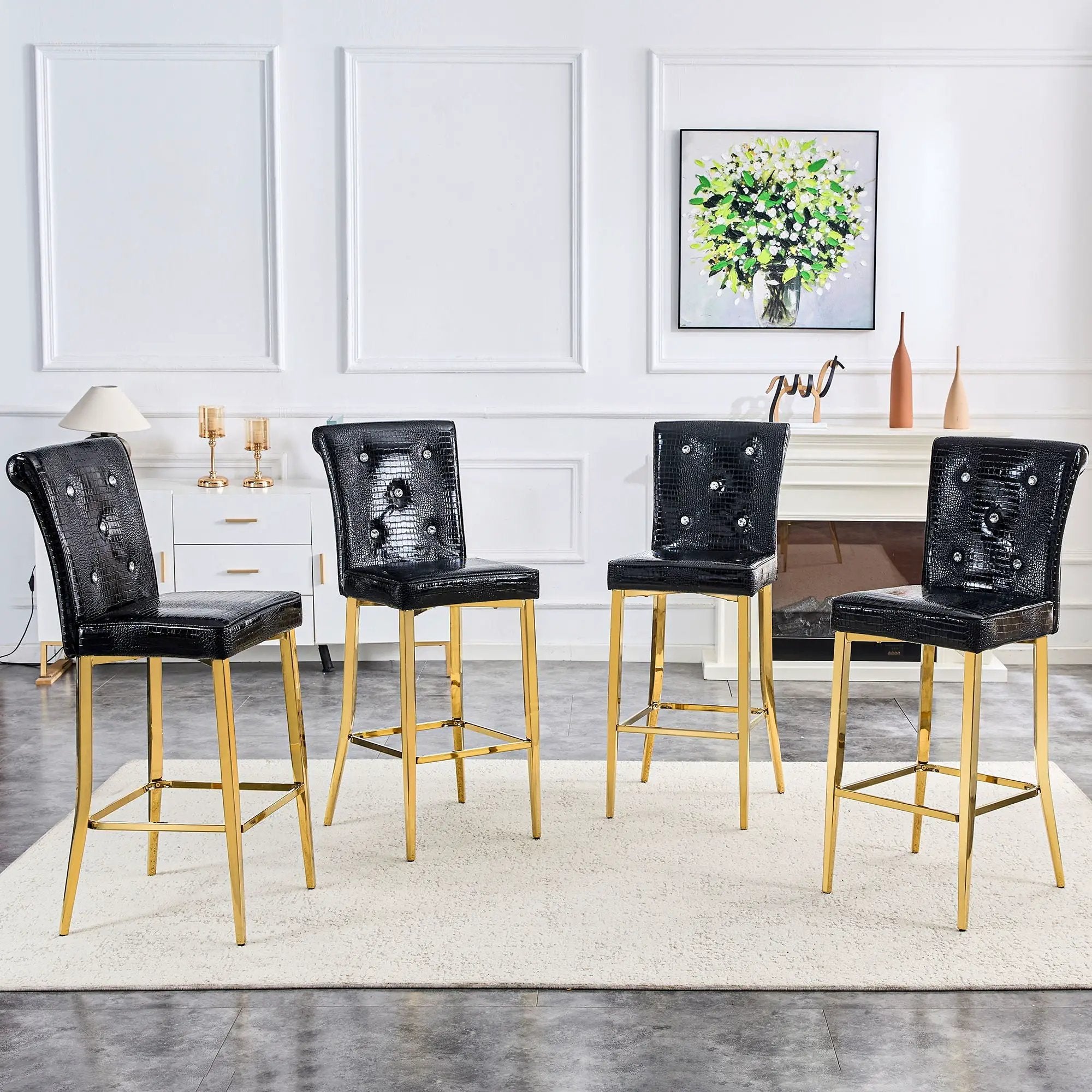 Bar Chairs With Crystal Clasp Design (Set of 2) by Unique Piece Furniture