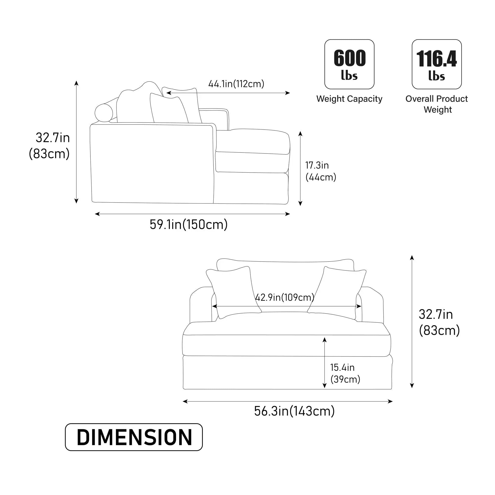 Wide Extra Large Sofa Bed by HouseOfZazla