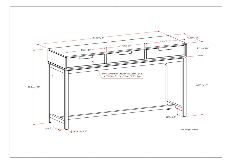 Banting - Wide Console Table - Walnut Brown by HouseOfZazla