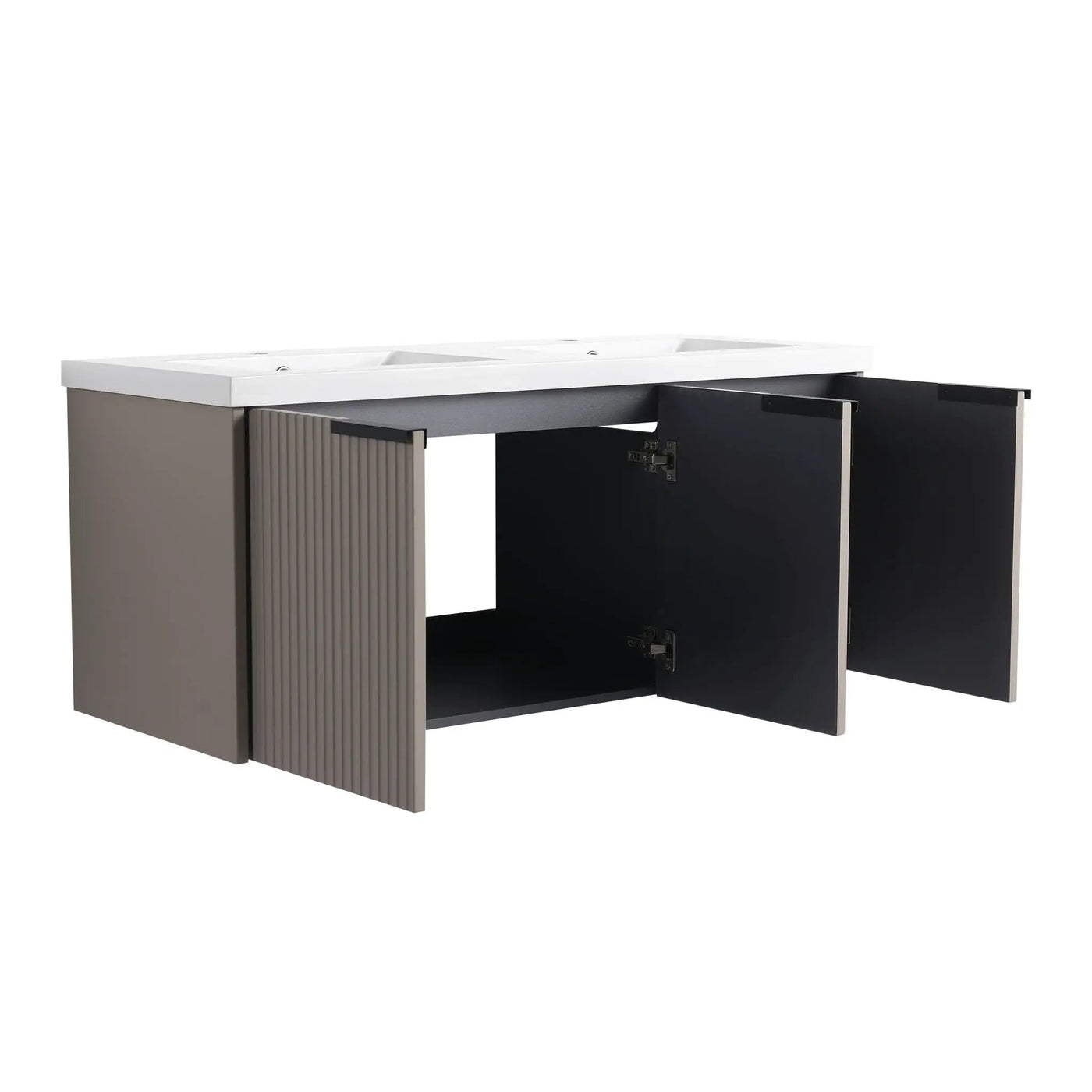 Contemporary Wall Mounted Bathroom Vanity With Resin Double Sink by HouseOfZazla