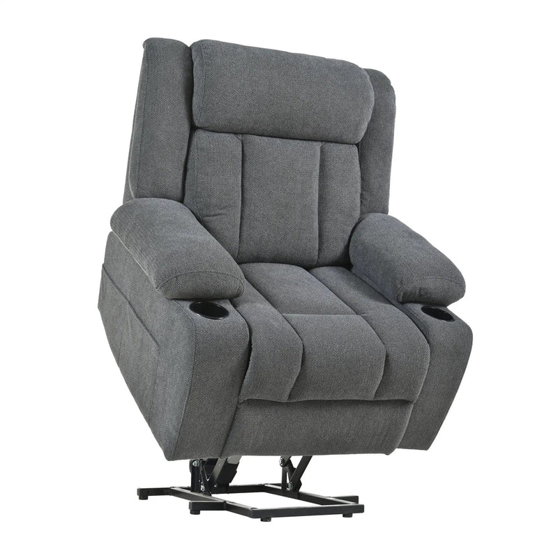 Power Lift Recliner Chair With Extended Footrest, Remote Control, Cup Holders, And Side Pockets by HouseOfZazla