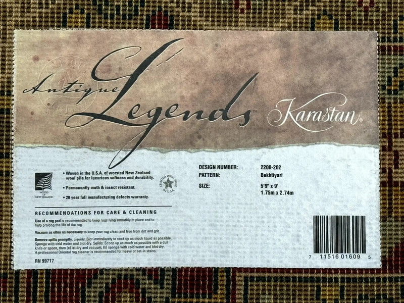 Karastan Rug 5.9 x 9 Antique Legends Bakhtiyari#2200-202, Karastan Area Rug, Wool Pile Vintage Karastan Carpet by Jewel Rugs