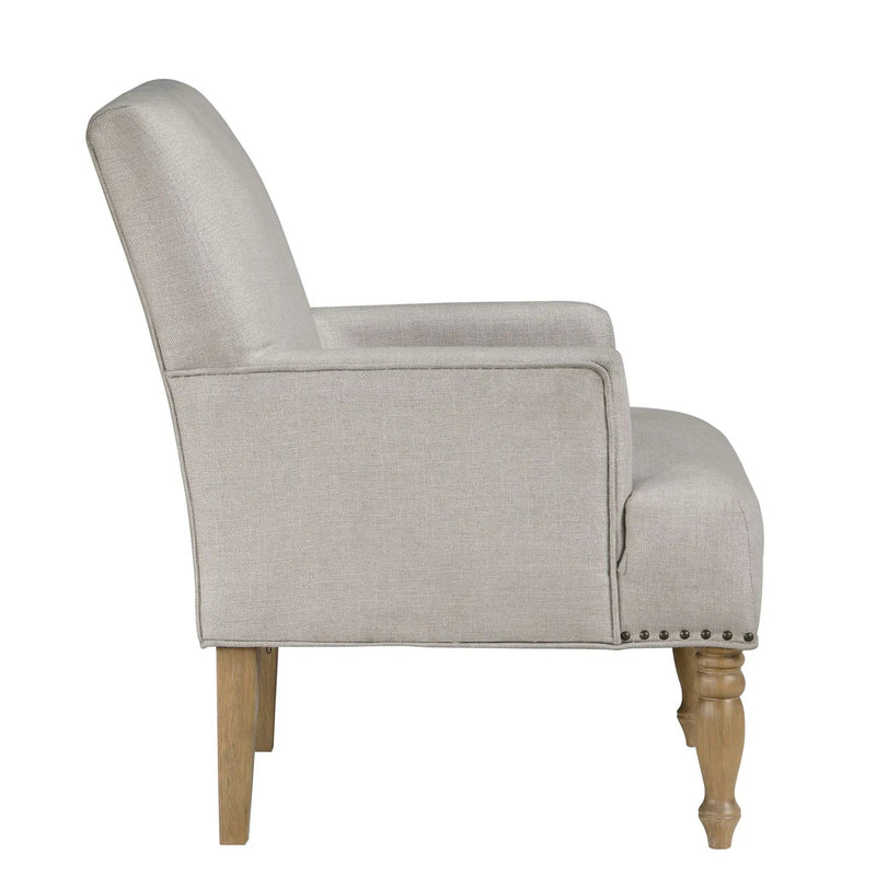 Alice - Upholstered Arm Chair With Nailheads - Beige by HouseOfZazla