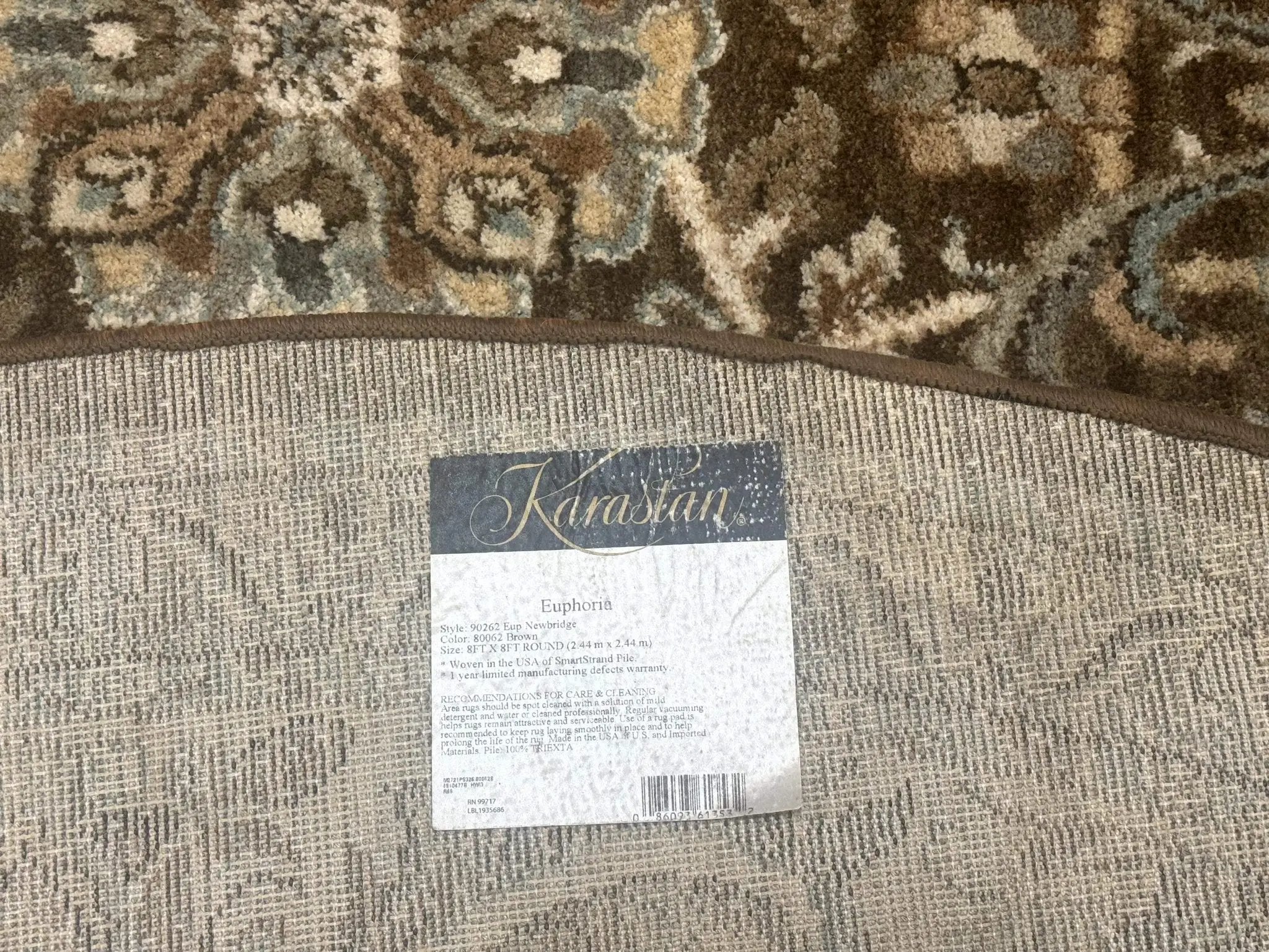 Round Karastan Rug 8x8 ft, Euphoria New Bridge Karastan Rug, Indo Mahal Design by Jewel Rugs