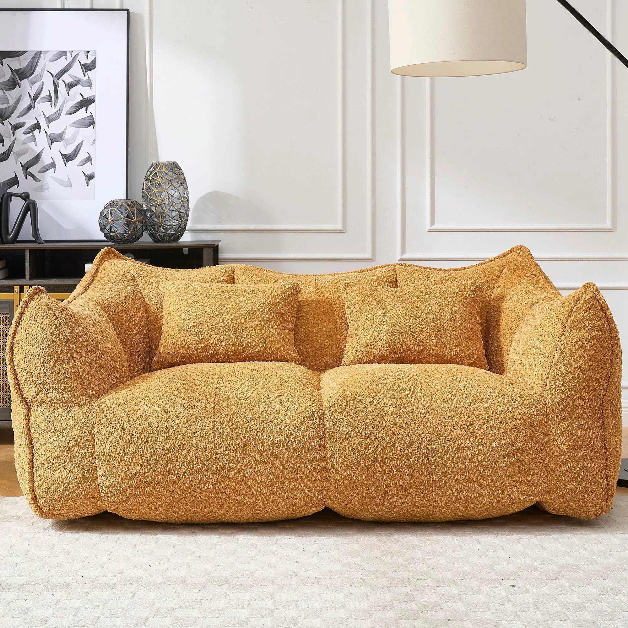 Comfortable Dual Beanbag Chair With High Resilience Foam Core For 2 People by Unique Piece Furniture