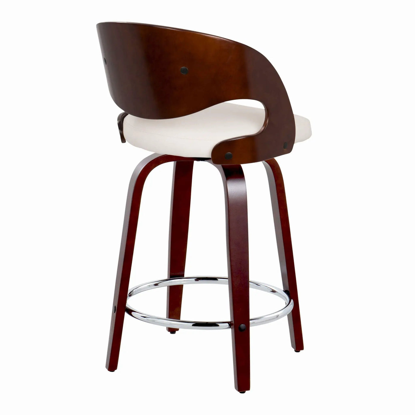 Pino - Mid Century Modern Fixed Height Barstool With Swivel With Round Footrest (Set of 2) by HouseOfZazla