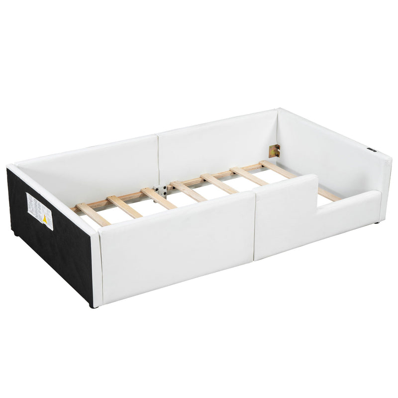 Platform Bed With Guardrail And Charging Station by HouseOfZazla